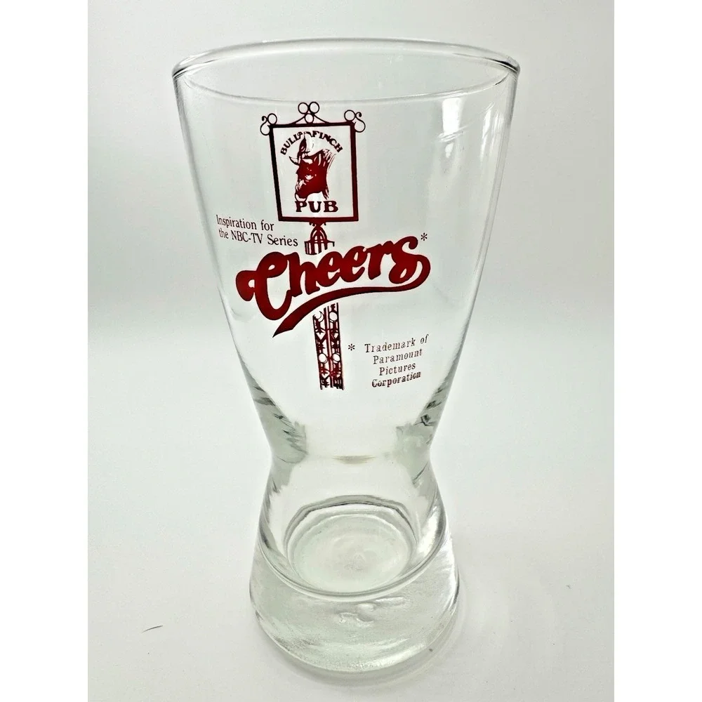 Cheers Beer Glass Bull & Finch Pub NBC TV Show Paramount Logo Pint Vintage